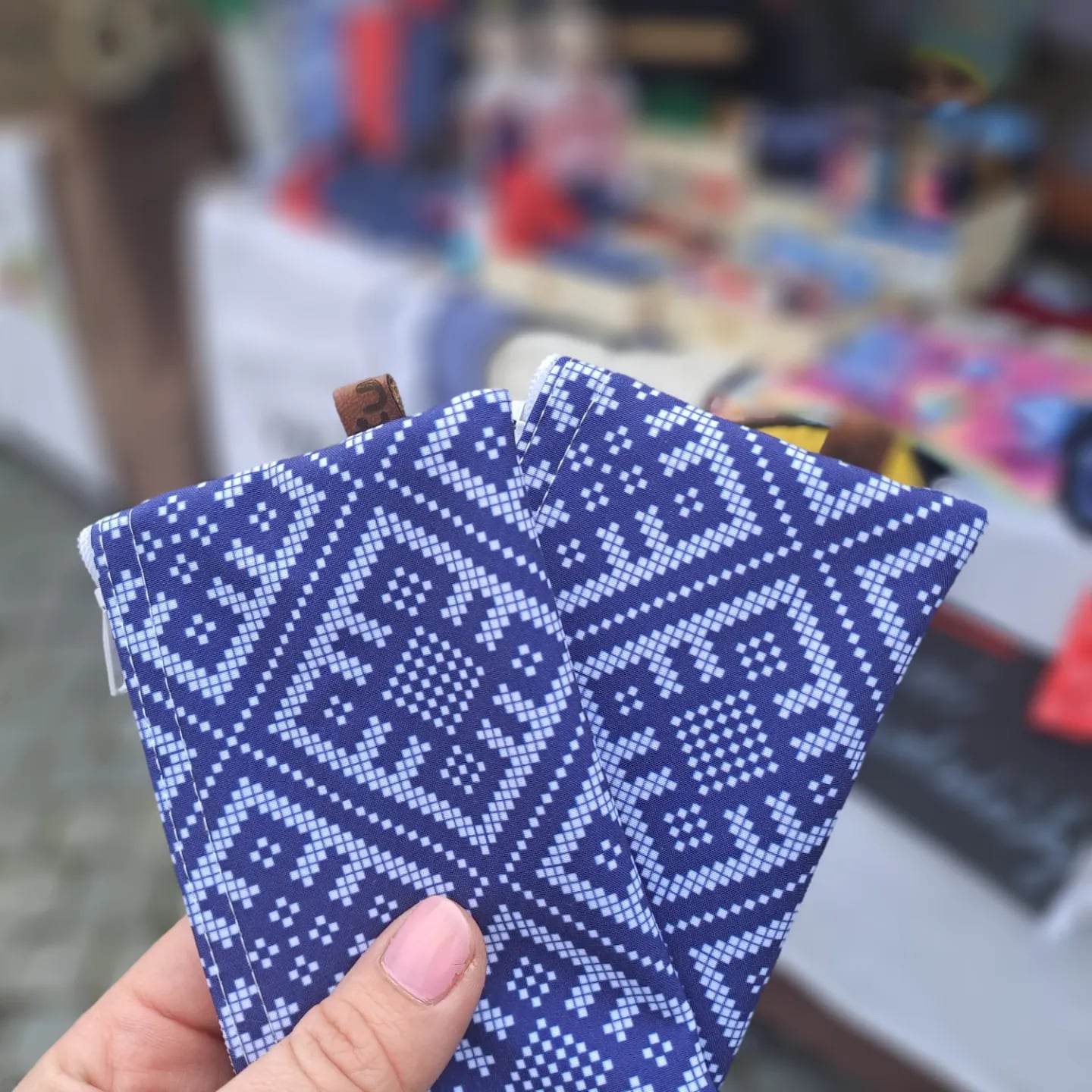 Folklorní mini peneženka a dokladovka v jednom křížový vzor