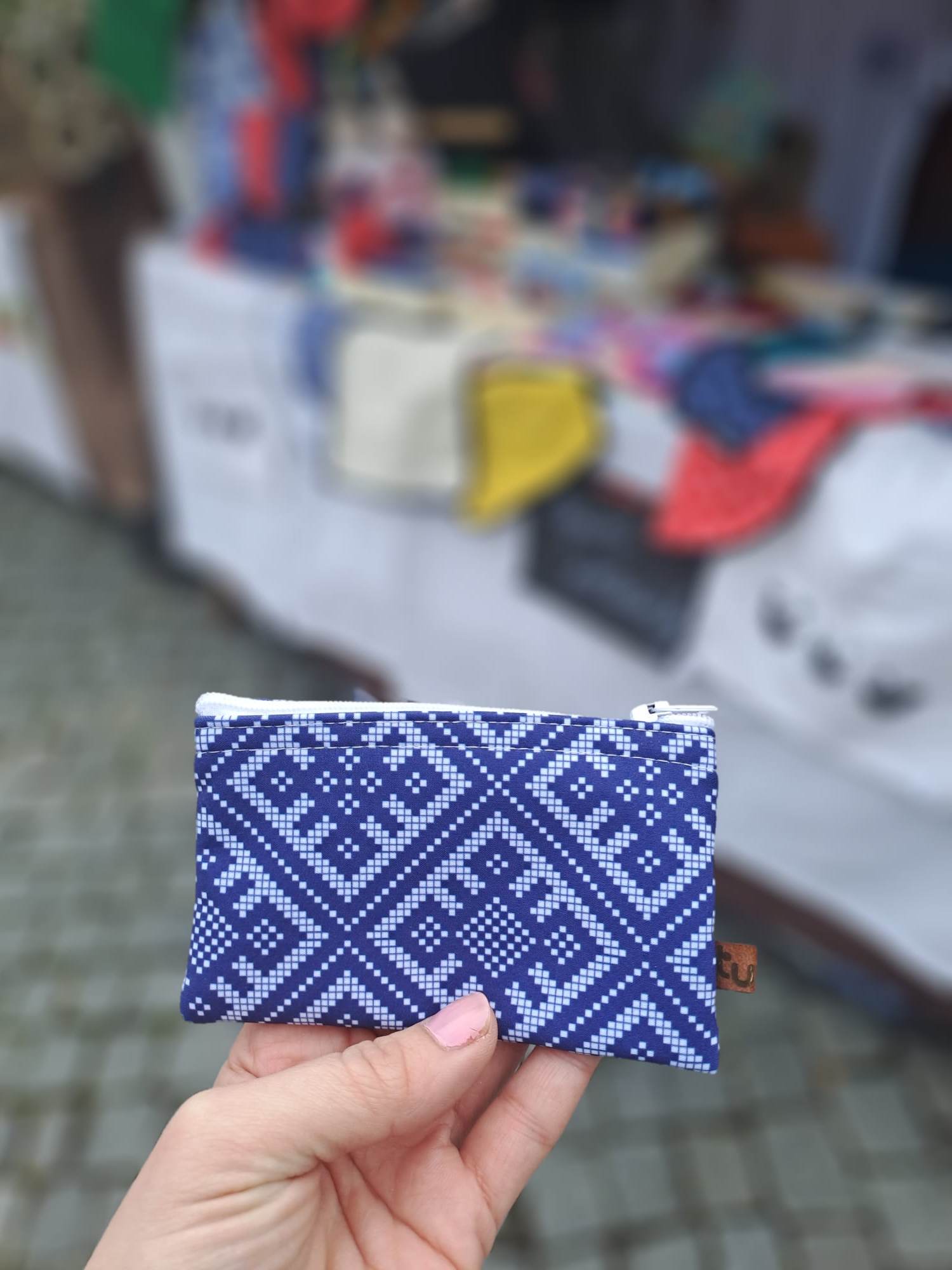 Folklorní mini peneženka a dokladovka v jednom křížový vzor